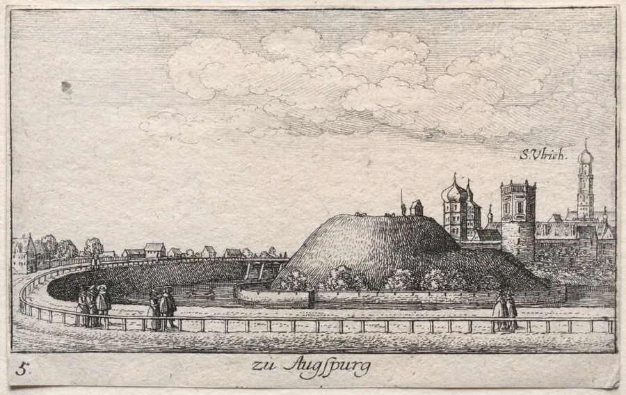 Amoenissimae aliquot locorvm . . . : Plate 5, Augsburg by Wenceslaus Hollar
