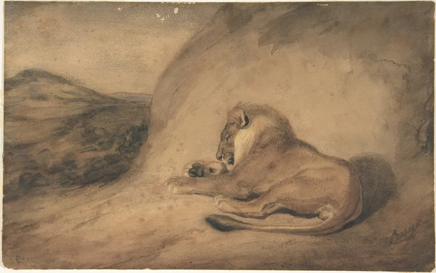 Lion Resting by Antoine-Louis Barye