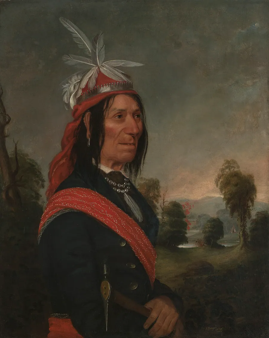 Portrait of Ossahinta, Chief of the Onondaga Nation by Sanford Thayer, born Victory, NY 1820-died Syracuse, NY 1880