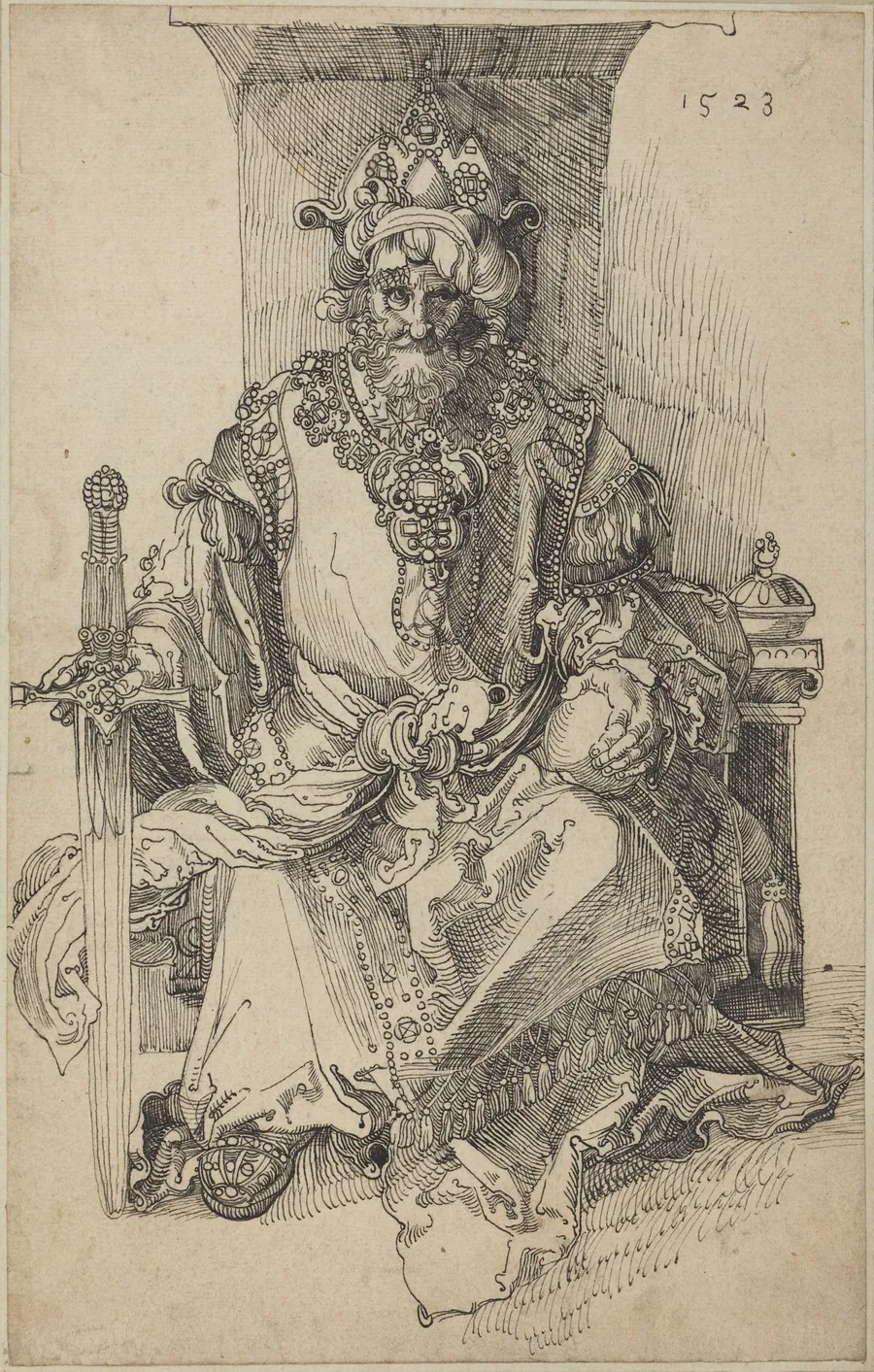 An Oriental Ruler Seated on His Throne by Anonymous Artist