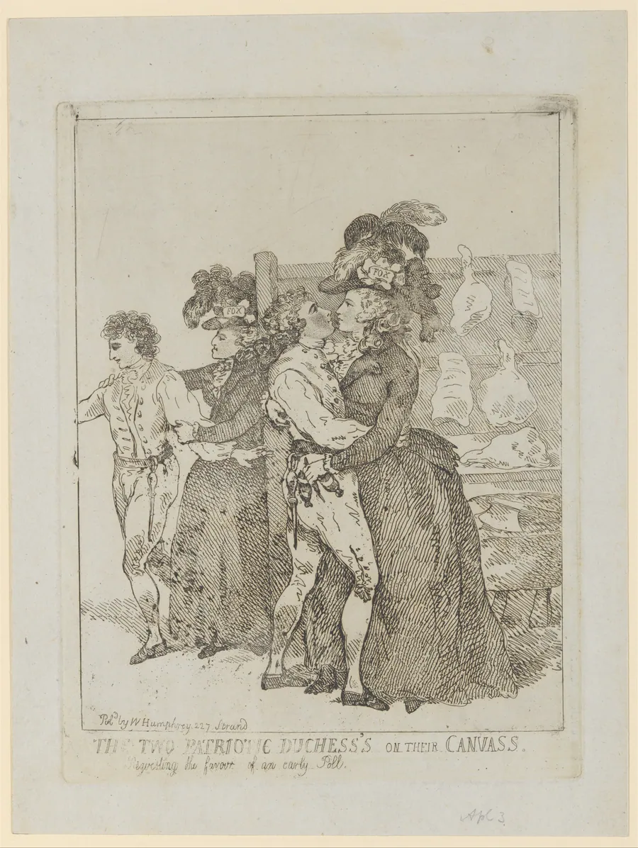 The Two Patriotic Duchesses on Their Canvass by Thomas Rowlandson