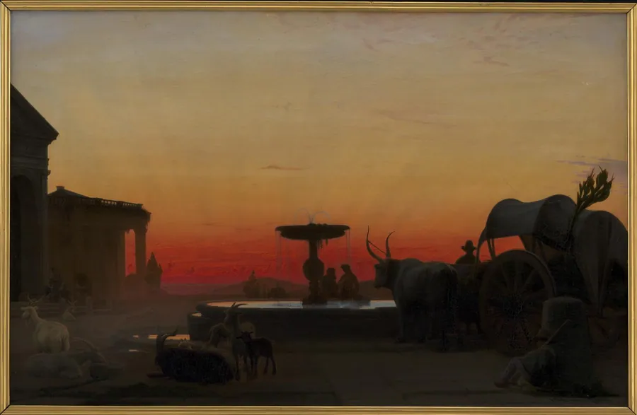 En plads i Ariccia efter solnedgang by H.J. Hammer