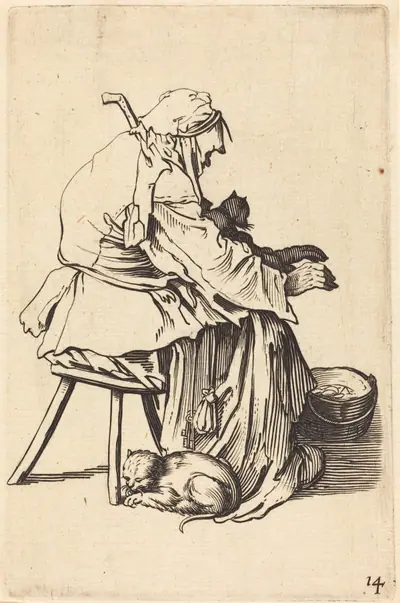 Old Woman with Cats