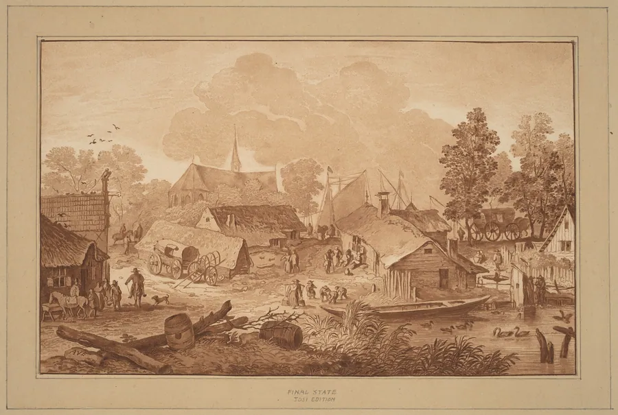 Village with Pond by Cornelis Ploos van Amstel