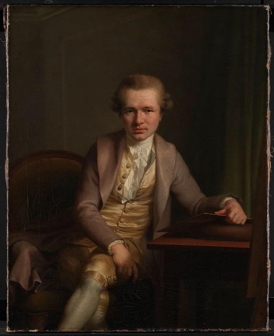 Kobberstikkeren J.F. Clemens ved sit arbejdsbord by Jens Juel