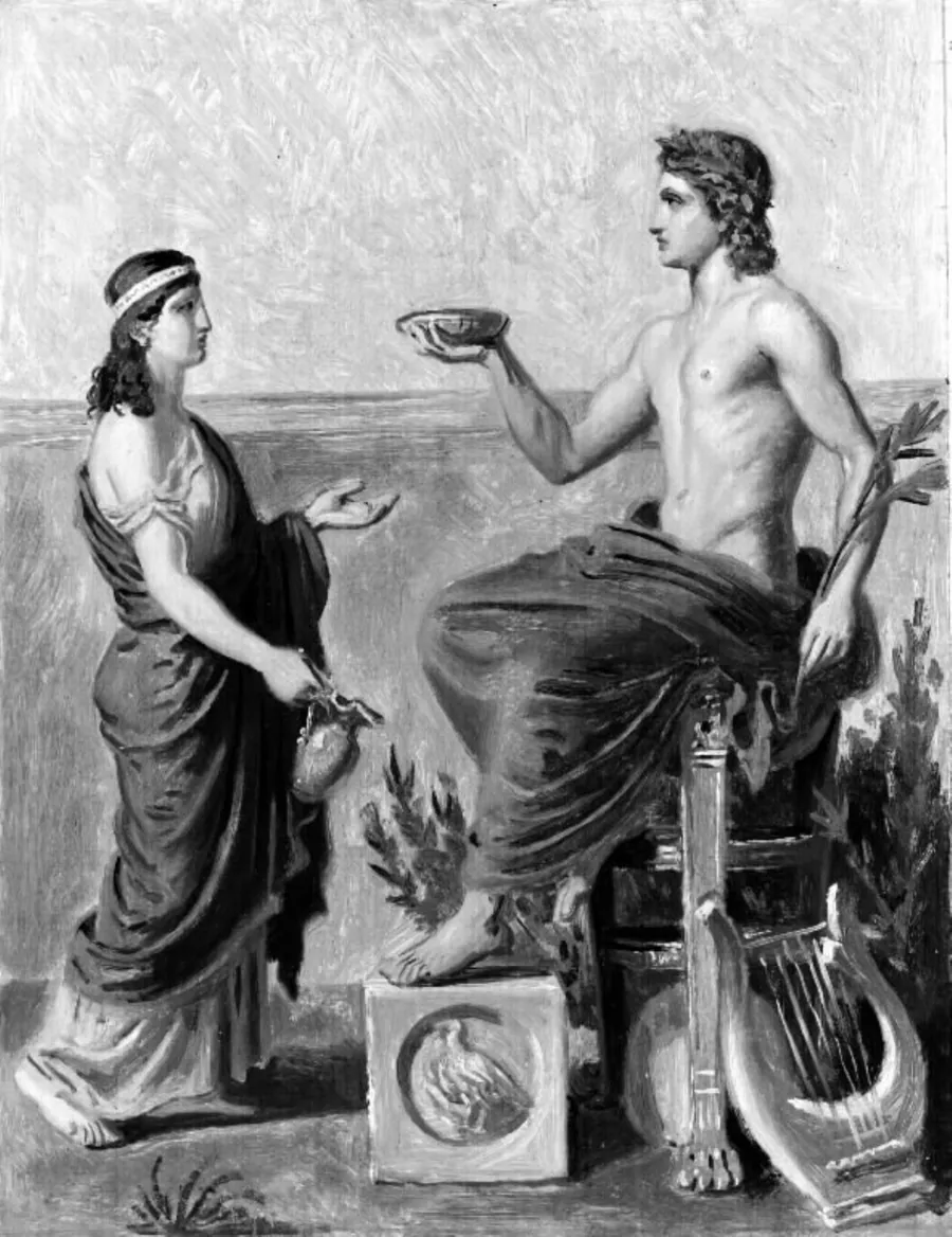 Apollon og Pythia by Constantin Hansen