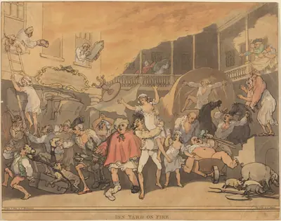 The Inn Yard on Fire