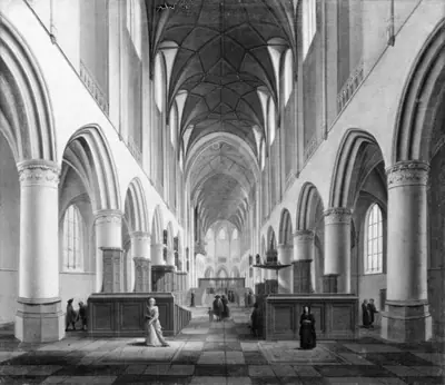 Det indre af S. Bavo i Haarlem set gennem midtskibet op mod koret