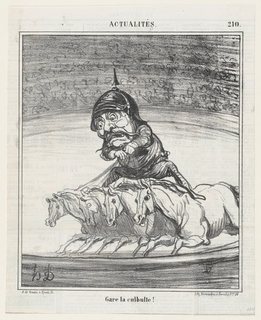 Don't fall!, from 'News of the day,' published in Le Charivari, September 24, 1868 by Destouches