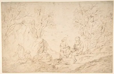 Four Figures Conversing in a Landscape
