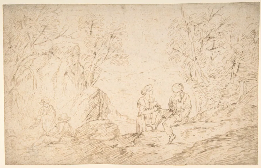Four Figures Conversing in a Landscape by Antonio del Castillo y Saavedra