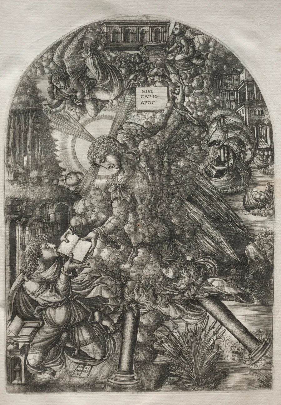 The Apocalypse:  The Angel Gives Saint John the Book to Eat by Jean Duvet