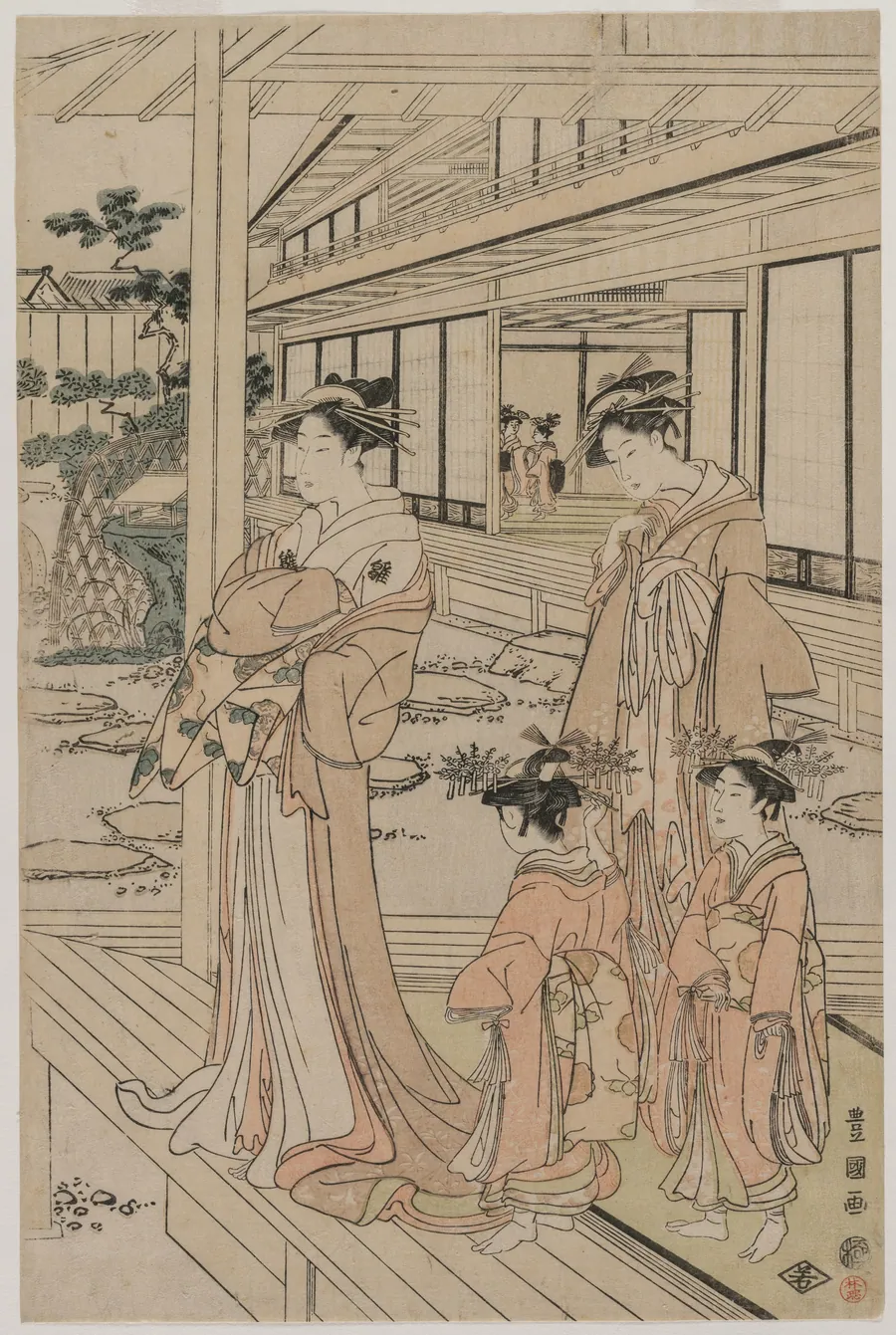 Courtesan Standing on a Veranda by Utagawa Toyokuni