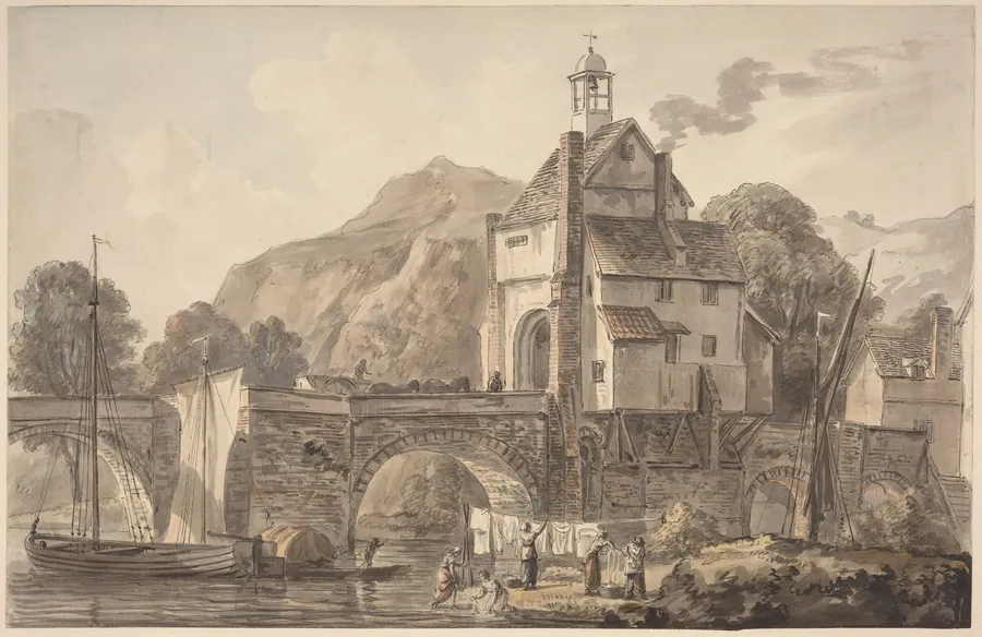 The Bridge at Bridgnorth in Shropshire by Paul Sandby