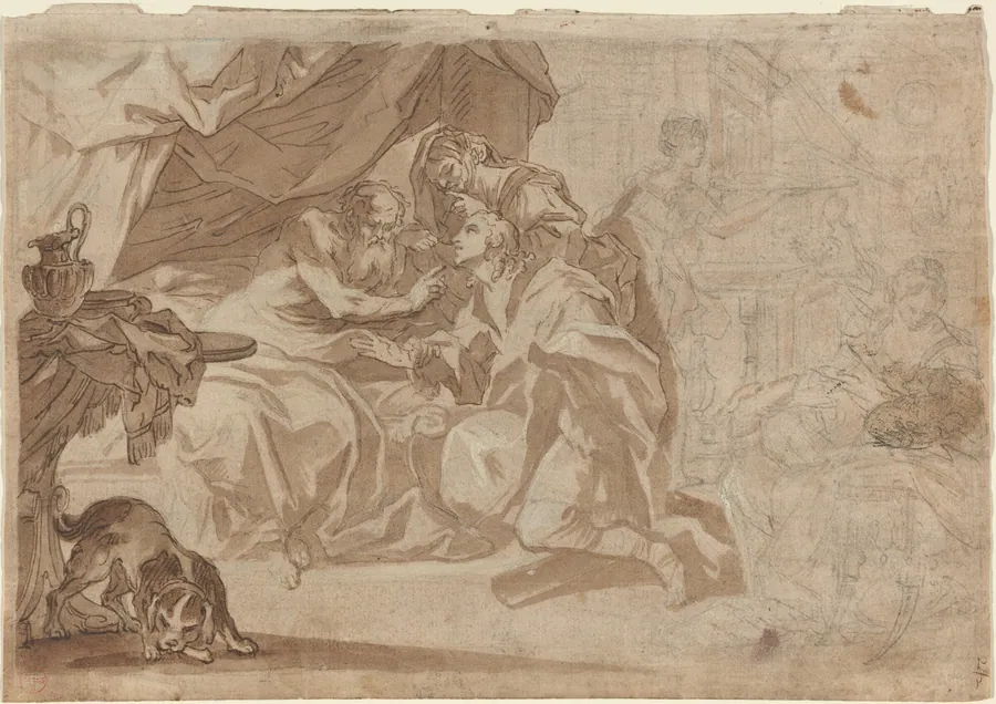 Jacob and Rebecca before Isaac [recto] by French 18th Century