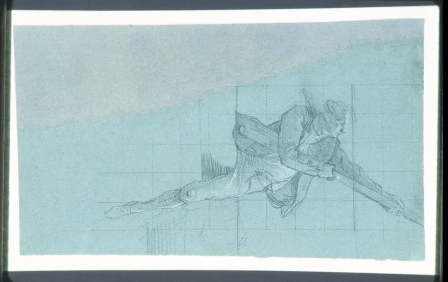 Study for "The Siege of Gibraltar": Figure Astride Cannon Pulling Down Spanish Colors by John Singleton Copley