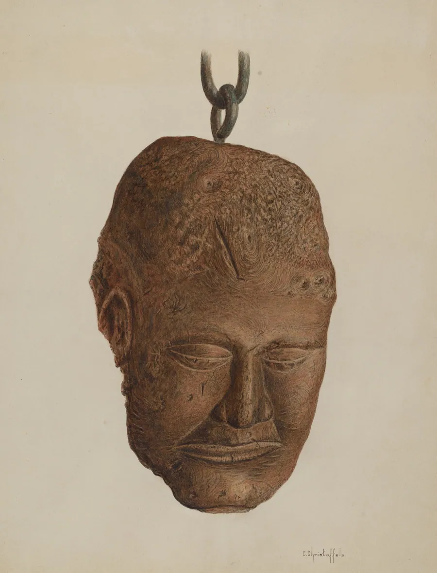 Carved Wooden Head by Cornelius Christoffels