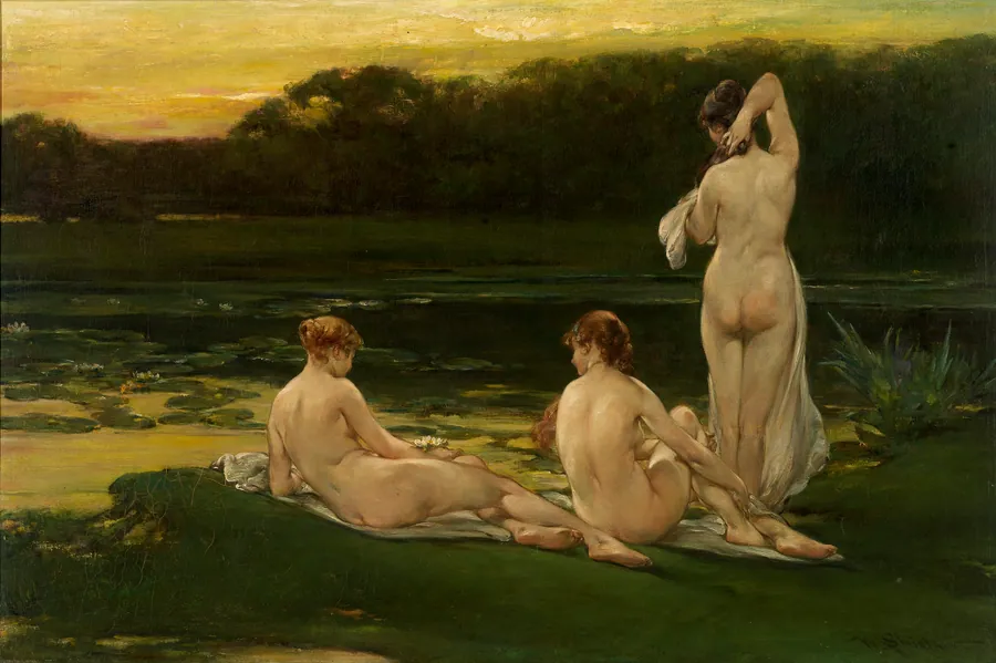 Water Lilies by Walter Shirlaw, born Paisley, Scotland 1838-died Madrid, Spain 1909