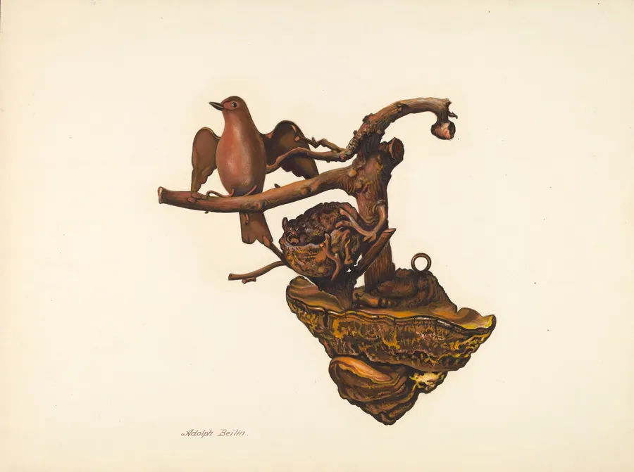 Carved Bird and Nest by Adolph Beilin