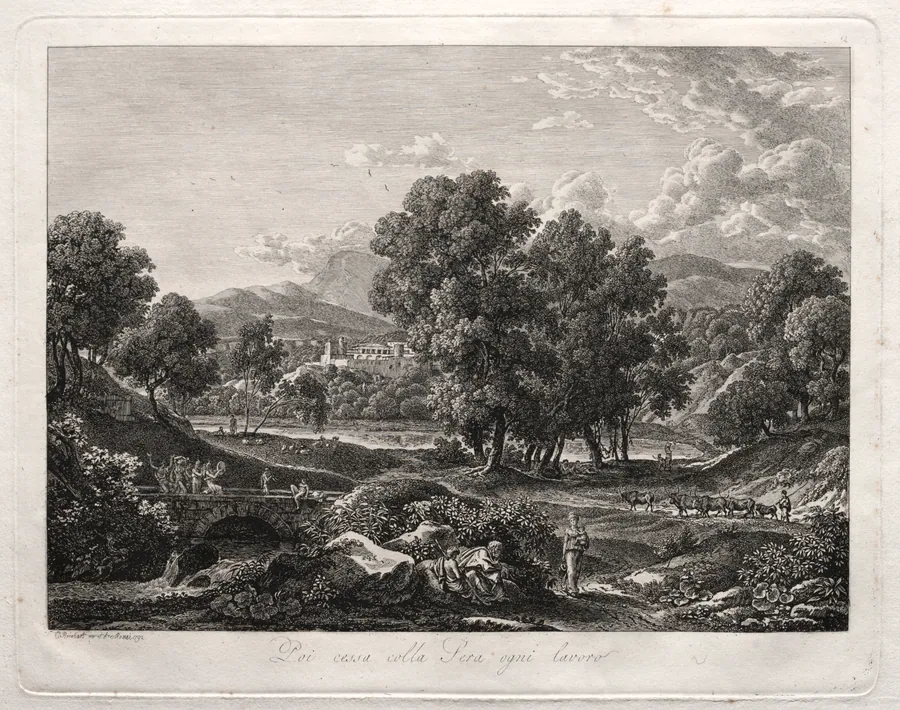 Heroic Landscape: The Shepherd's Dance on the Bridge by Johann Christian Reinhart