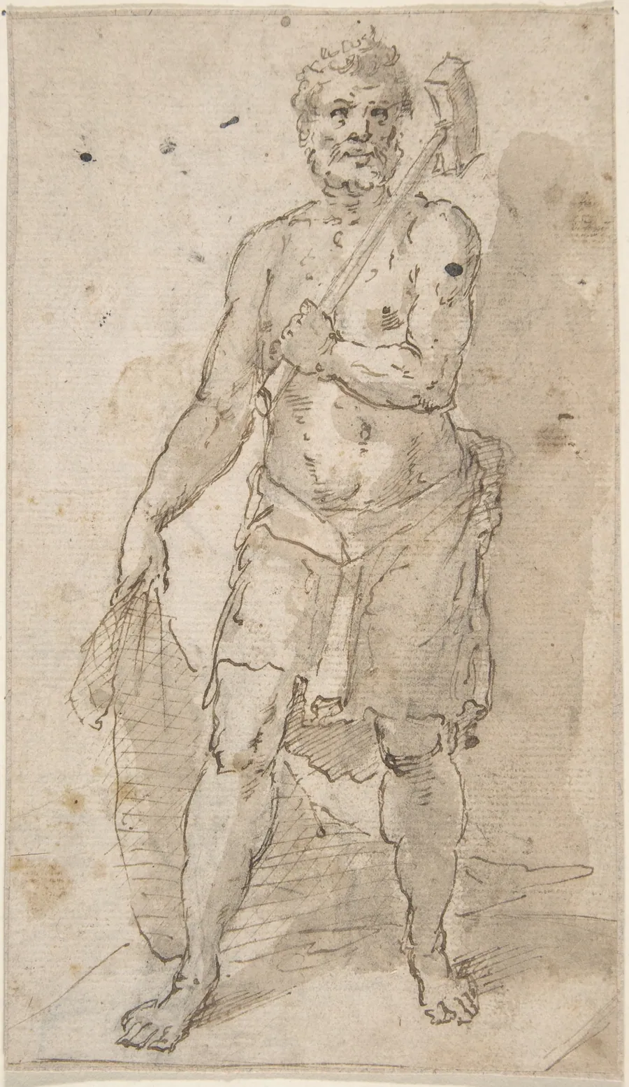 Standing Figure of a Man (Fisherman?) by Anonymous, Spanish, School of Seville, 17th century