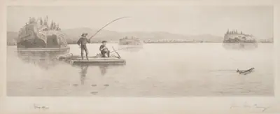 Untitled (Log Raft Fishing)