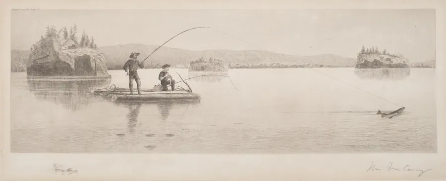 Untitled (Log Raft Fishing) by William De La Montagne Cary