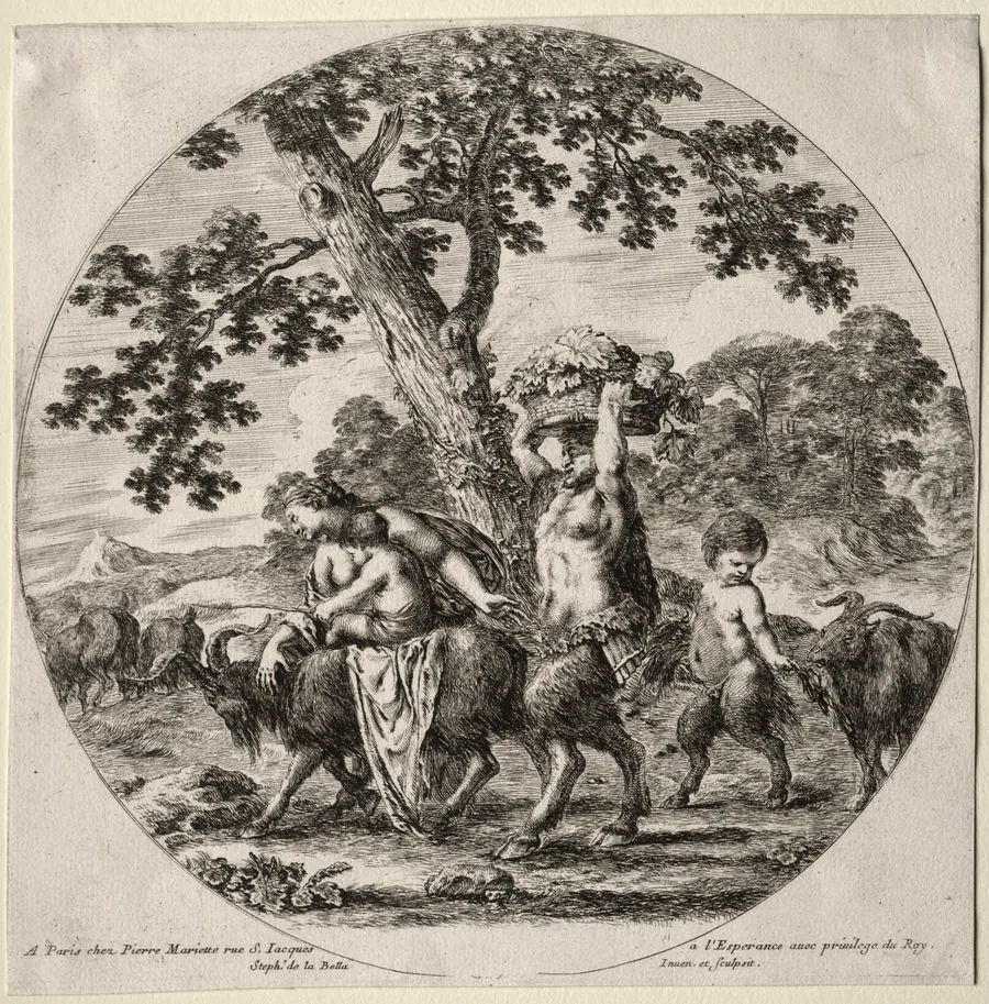 A Satyr Family Traveling by Stefano Della Bella