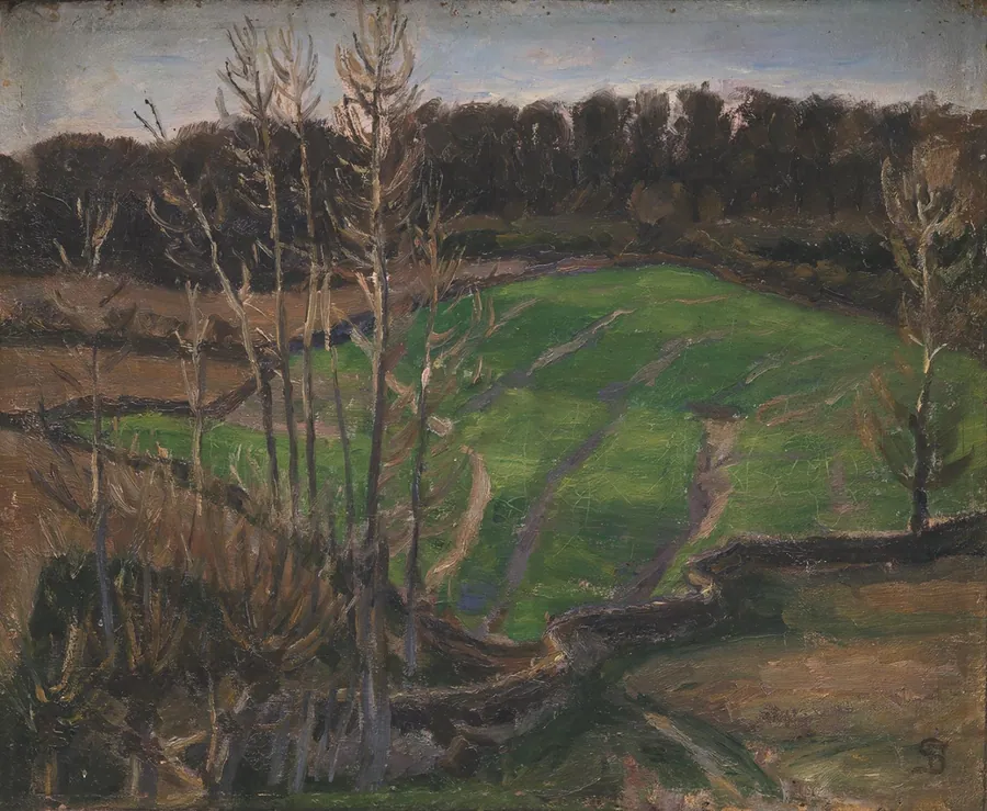 Landskab ved Svanninge med grøn vintersæd by Fritz Syberg