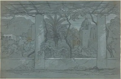 A Terrace and Garden on Capri [recto]