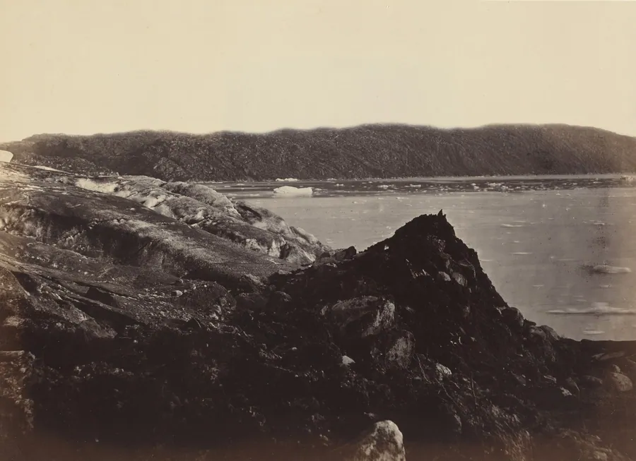 The Arctic Regions: No. 36. The Glacier As Seen Flowing Or Being Forced Down Between The Hills, Ploughing Up A Moraine Of Earth And Rocks, Twenty To Thirty Feet High by John L. Dunmore