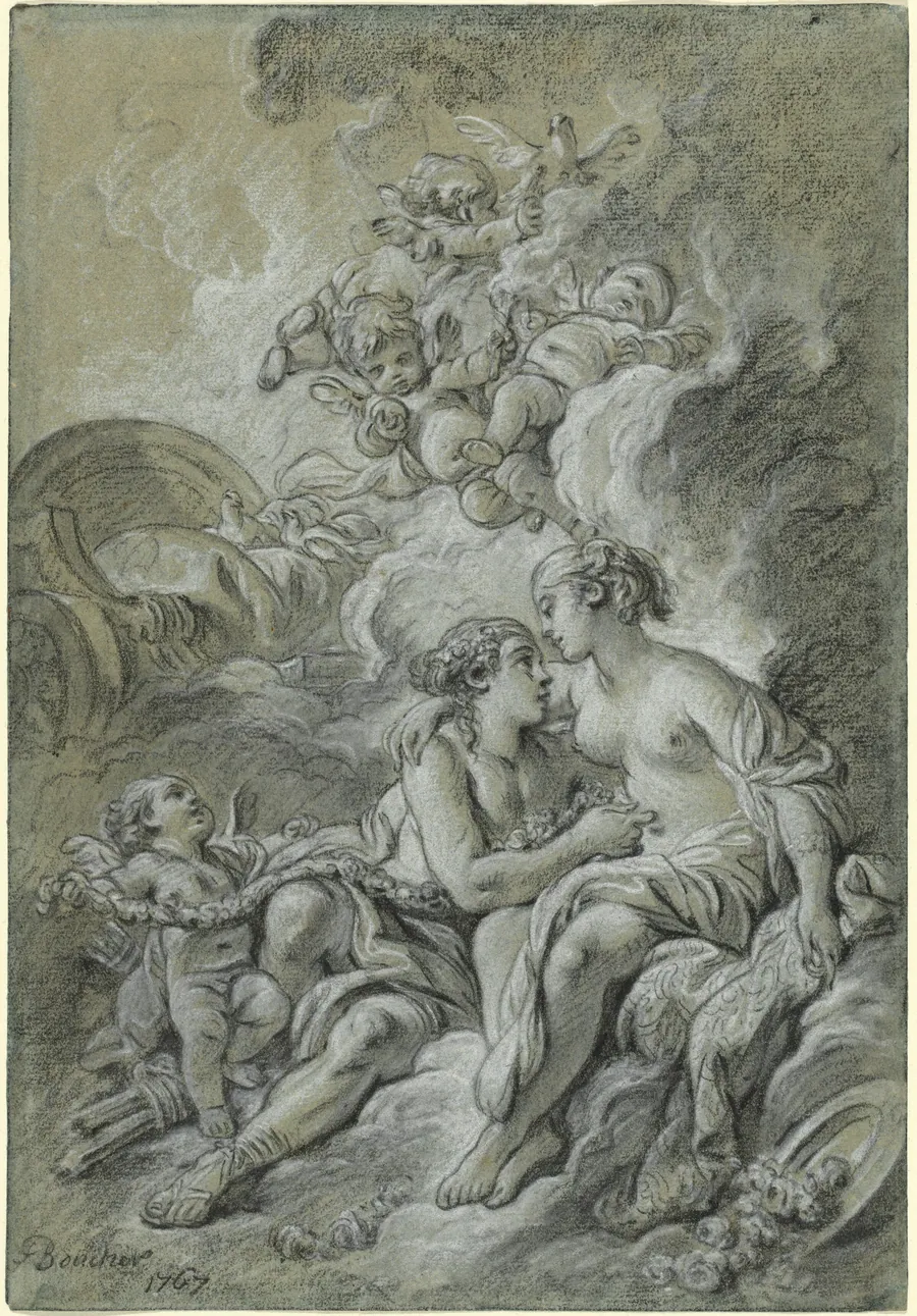 Venus appuyee sur son cher Adonis ... by François Boucher