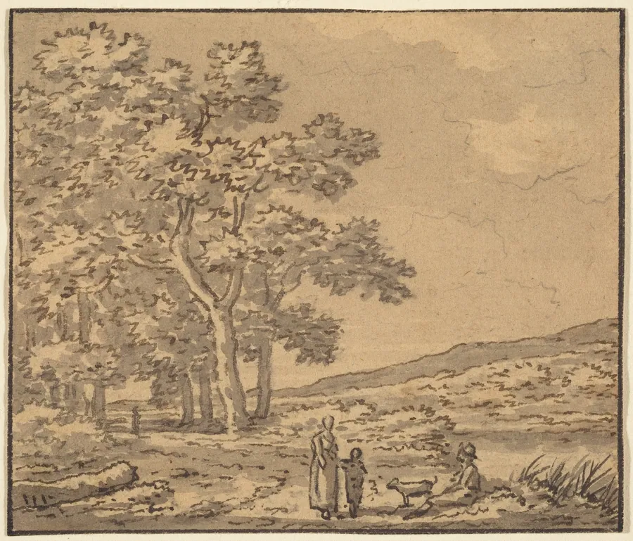 A Landscape with Three Figures and a Dog by Théodore Rousseau