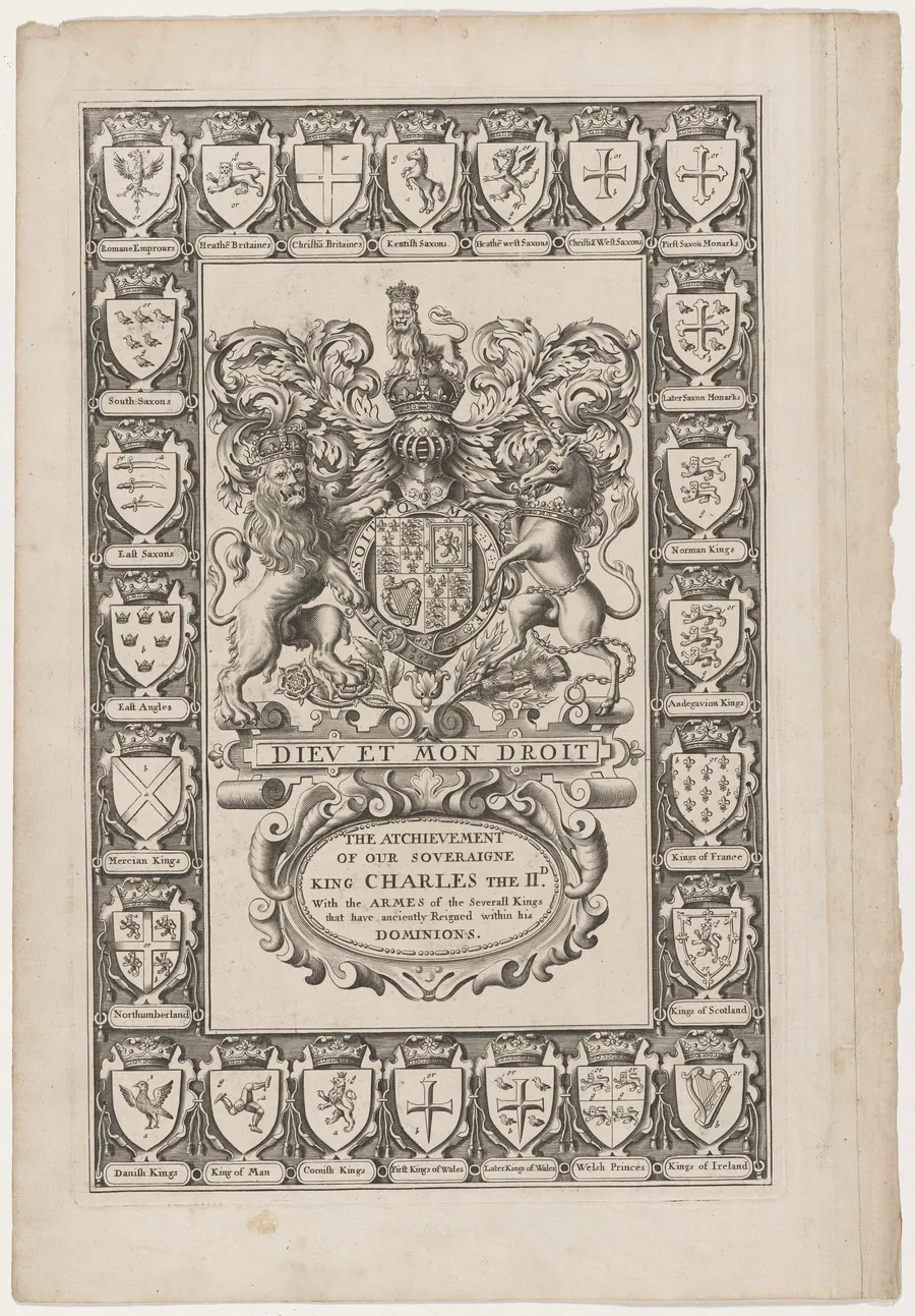 Title Page for the Achievement of Our Sovereign King Charles the Second by Jodocus Hondius I
