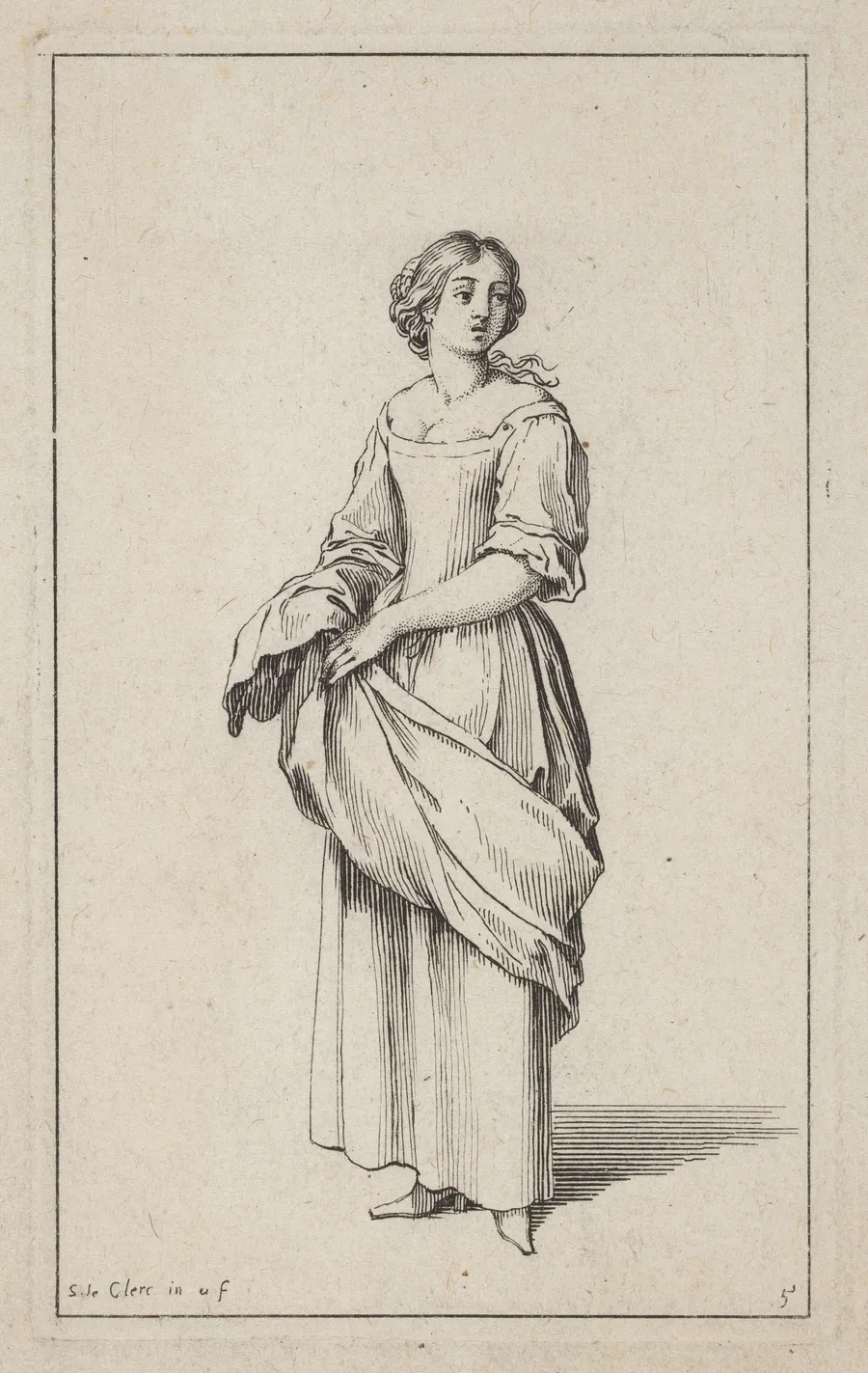 Standing Young Peasant Woman by Sébastien Le Clerc I