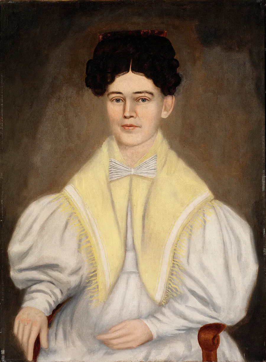 Portrait of a Woman with a Shawl by Erastus Salisbury Field, born Leverett, MA 1805-died Plumtrees, MA 1900