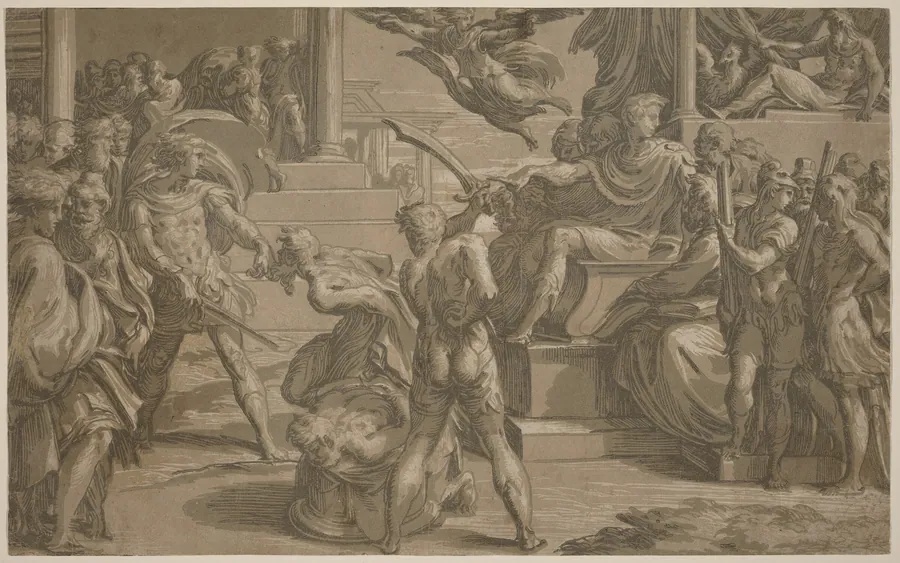 The Martyrdom of Saints Peter and Paul [recto] by Antonio da Trento