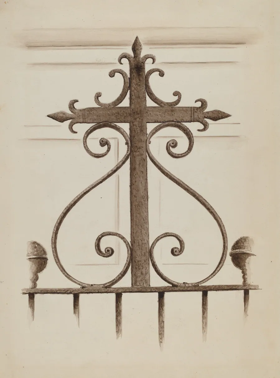 Wrought Iron Cross by American 20th Century