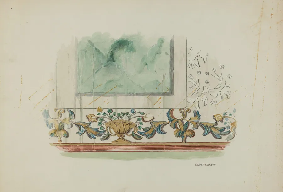 Detail, Painted Decoration on Sanctuary Wall by Edward Jewett