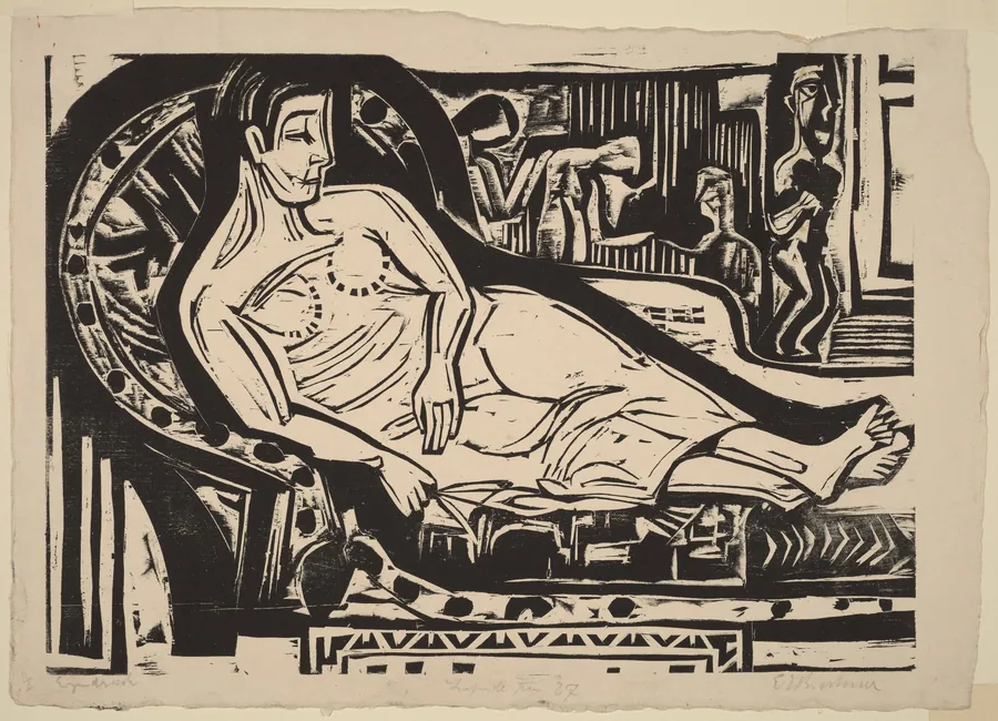 Woman Lying on a Sofa by Ernst Ludwig Kirchner