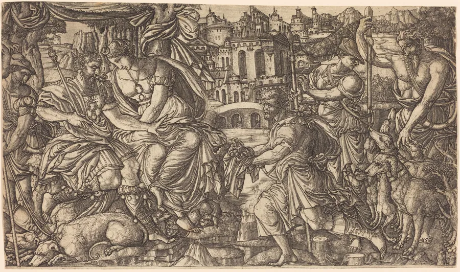 A King and Diana Receiving Huntsmen by Jean Duvet