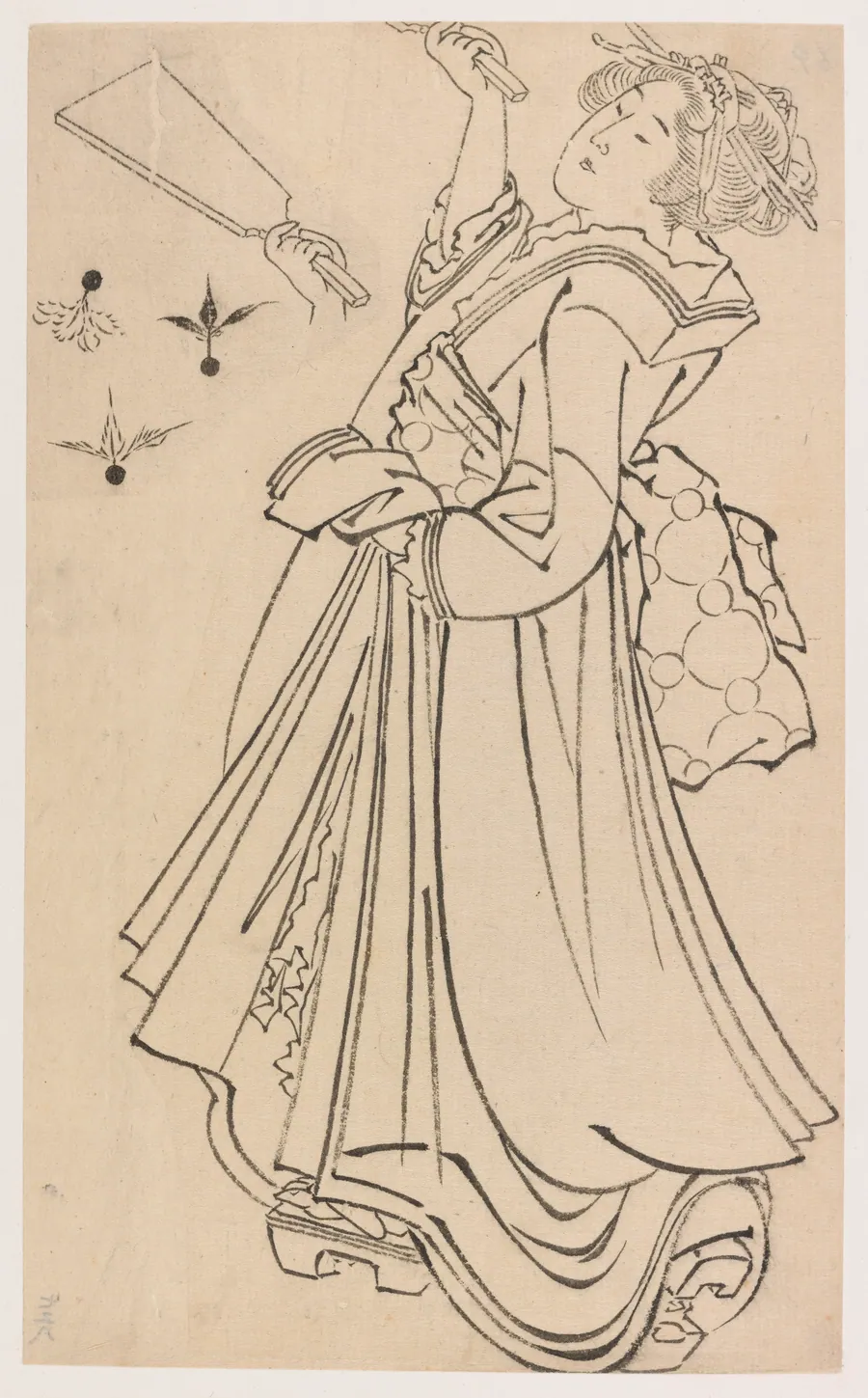 Girl playing with a battledore and shuttlecock by Katsushika Hokusai 葛飾北斎 (1760-1849)