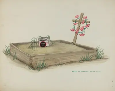 Child's Grave with Hand Made Cross of Wood
