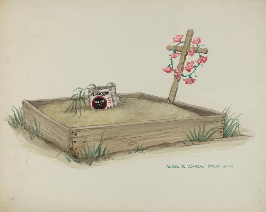 Child's Grave with Hand Made Cross of Wood by Majel G. Claflin