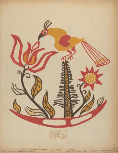 Drawing for Plate 14: From the Portfolio "Folk Art of Rural Pennsylvania"