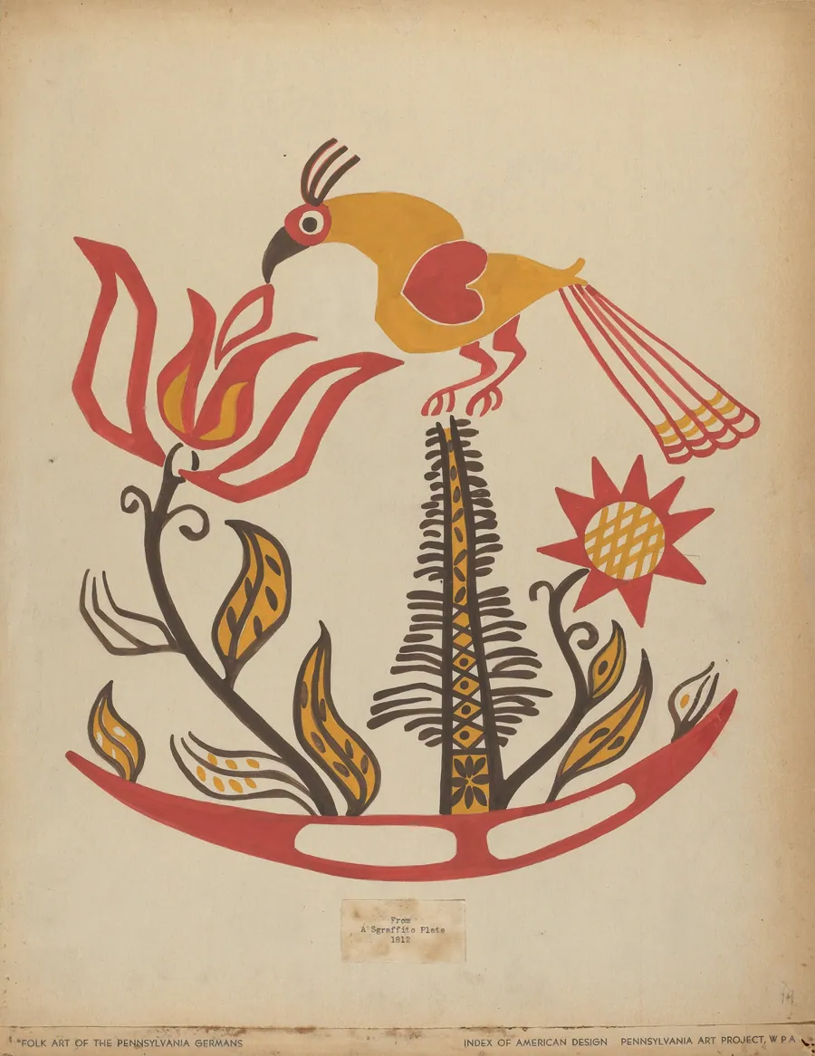 Drawing for Plate 14: From the Portfolio "Folk Art of Rural Pennsylvania" by American 20th Century