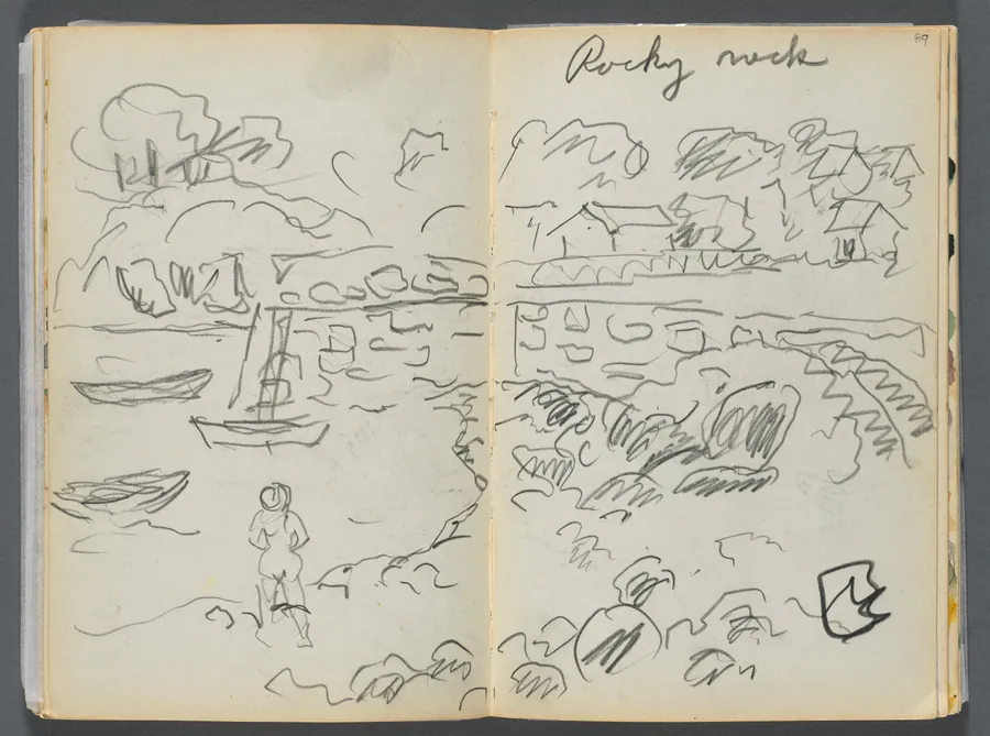 Sketchbook- The Granite Shore Hotel, Rockport, page 088 & 89: "Rocky Neck" by Maurice Prendergast