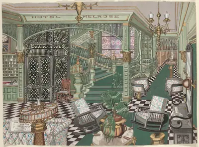 Hotel Melrose Lobby, 1880