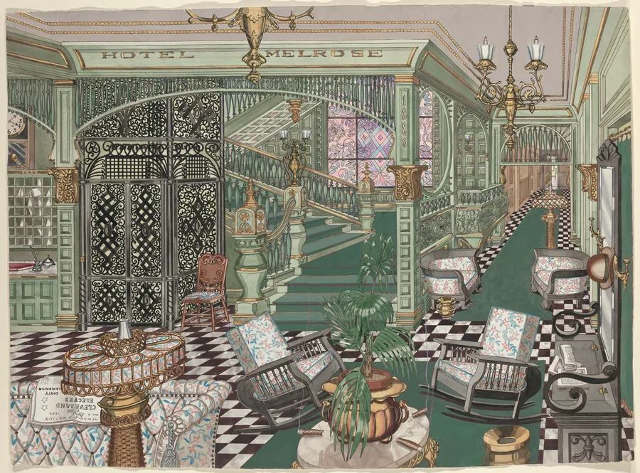 Hotel Melrose Lobby, 1880 by Perkins Harnly