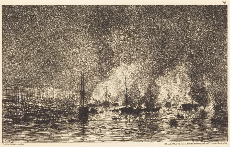 Incendie dans le port de Bordeaux by Maxime Lalanne